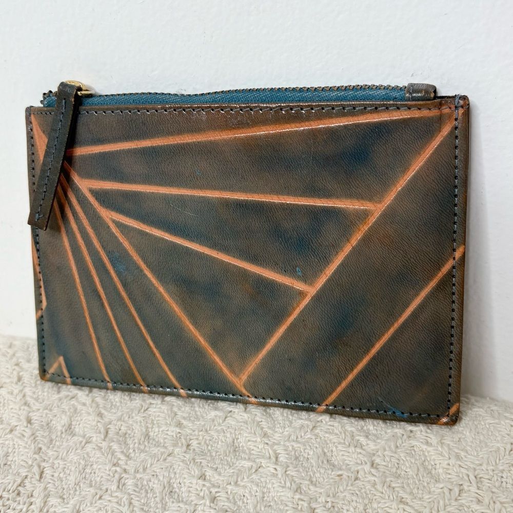 Midsummer-1 Slim Leather Geometric Coin Purse Cosmetic Pouch Clutch